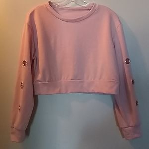 cropped pink sweatshirt